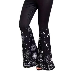Gothic moon black flare leggings XL 12-14